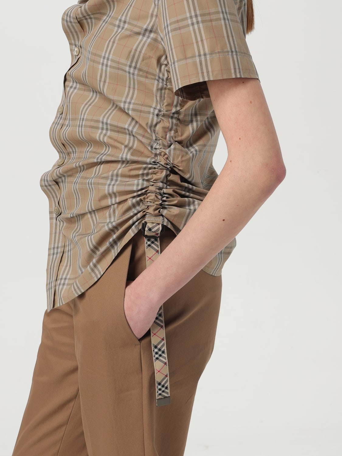 Burberry beigexred plaid T-shirts Tシャツ Beige Check Mesh T-shirt - kids atelier
