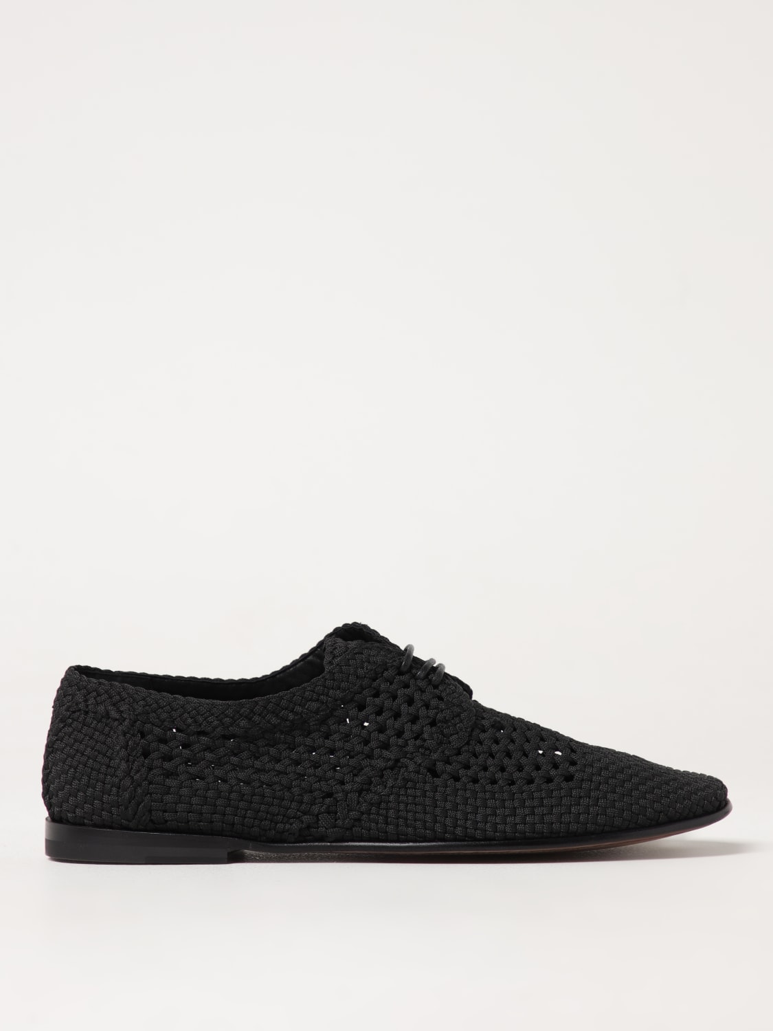 DOLCE & GABBANA SCARPE STRINGATE: Derby Dolce & Gabbana in tessuto crochet, Nero - Img 1