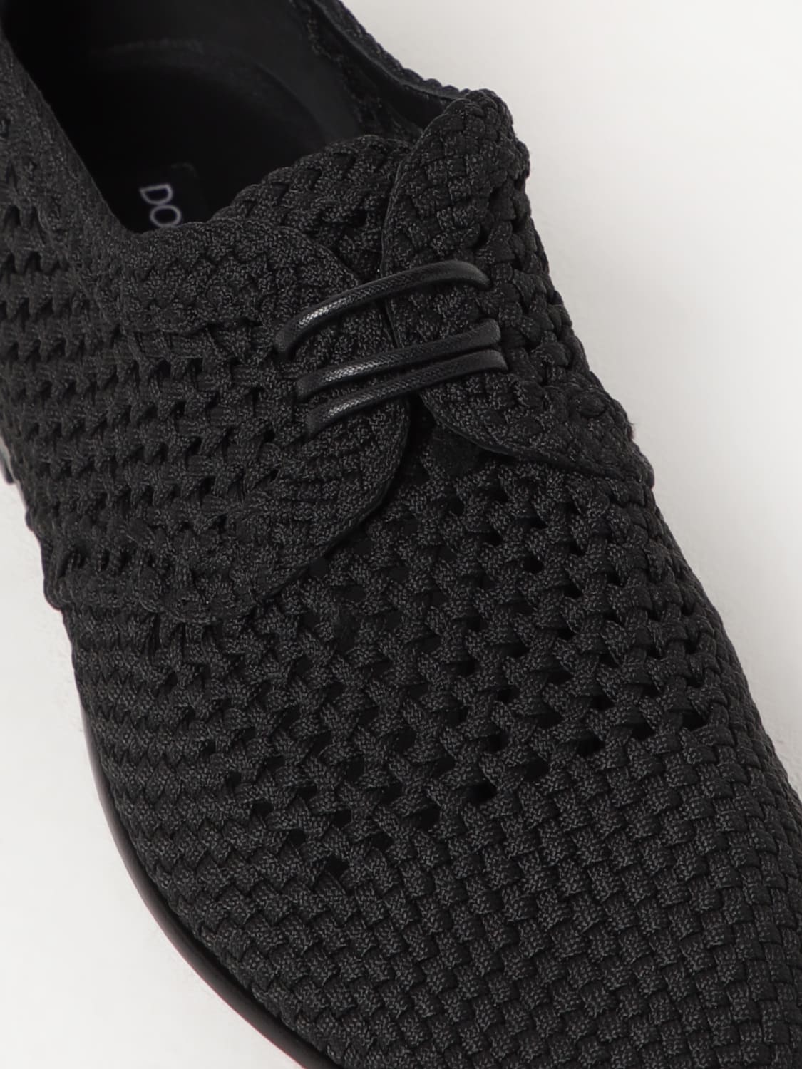 DOLCE & GABBANA SCARPE STRINGATE: Derby Dolce & Gabbana in tessuto crochet, Nero - Img 4