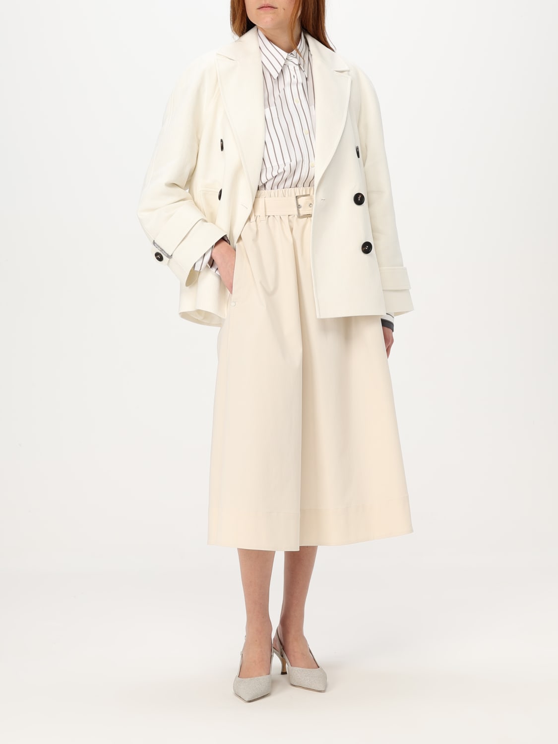 コート BRUNELLO CUCINELLI Woman Coat Cream MH5347892 C9002 BRUNELLO CUCINELLI: Blazer woman - Cream | Brunello