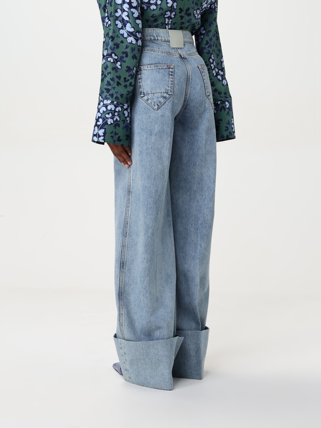 デニム・ジーパン LANVIN Woman Jeans Blue RWTR0310D087P25 22 Wide-leg Cuffed Denim Pants | Lanvin