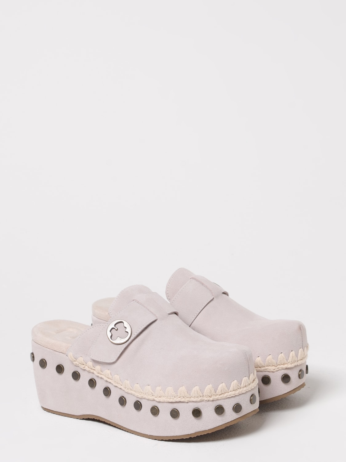 MOU SCARPE: Zoccolo Mou in camoscio con cuciture a contrasto , Bianco - Img 2