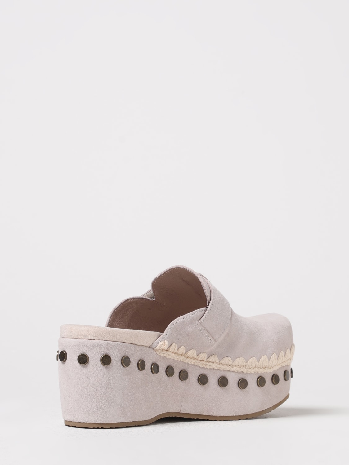 MOU SCARPE: Zoccolo Mou in camoscio con cuciture a contrasto , Bianco - Img 3