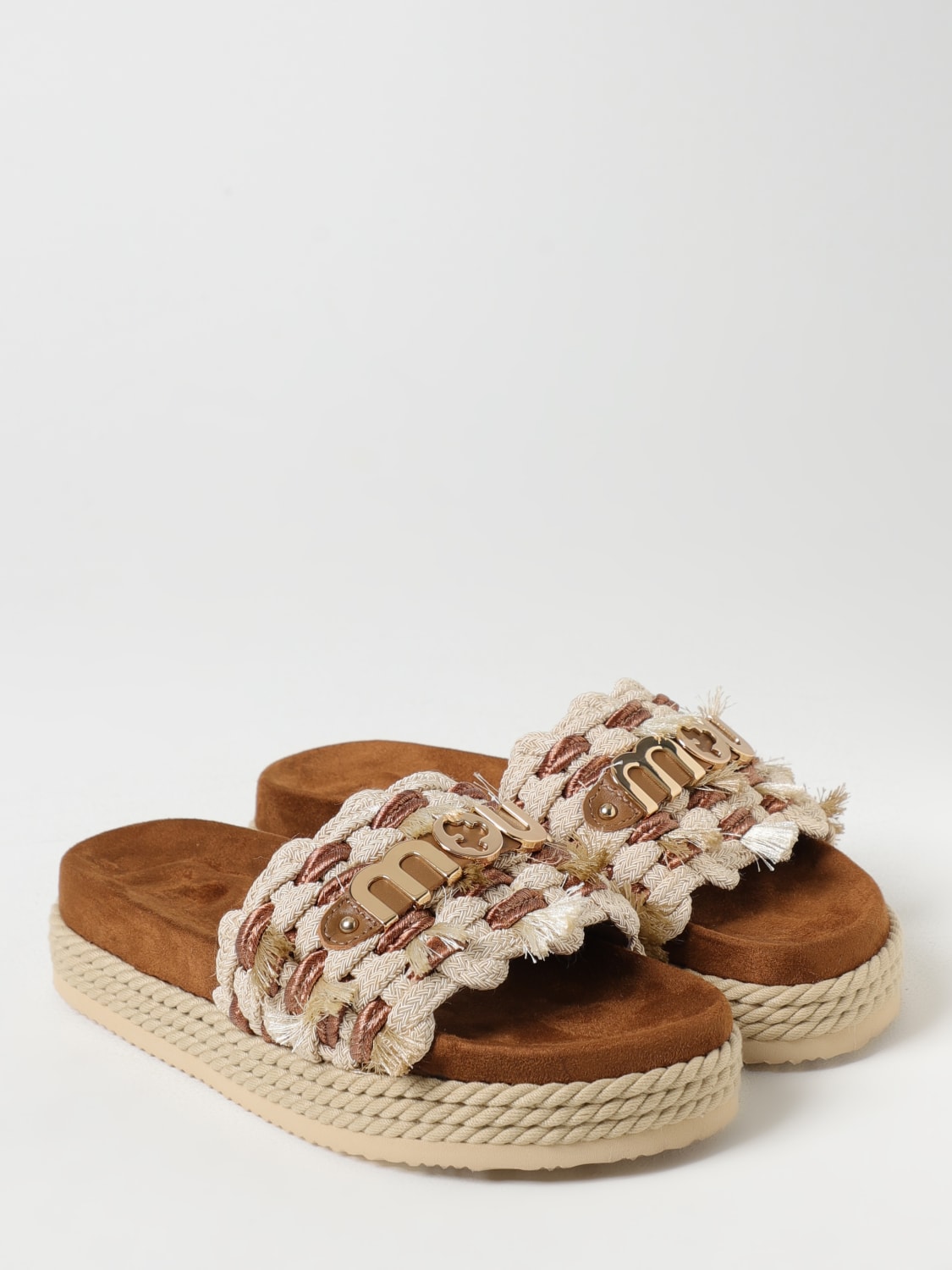 MOU HEELED SANDAL: Flat sandals woman Mou, Beige - Img 2