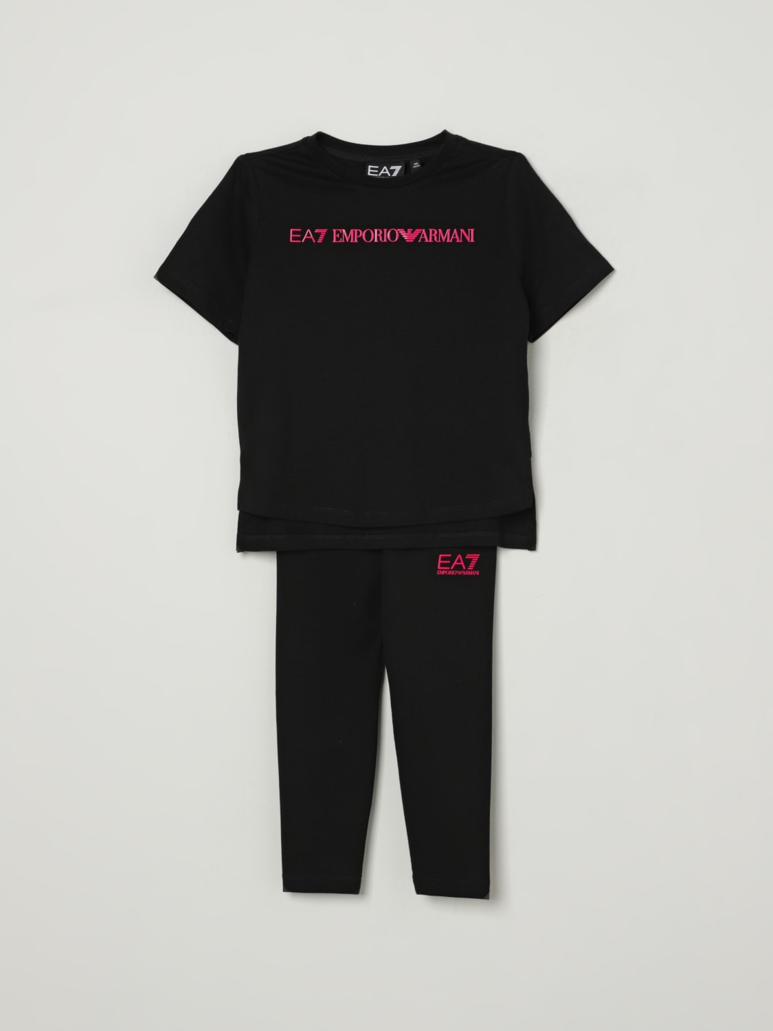 EA7 COMPLETO: Coordinato in cotone con logo Ea7, Nero - Img 1