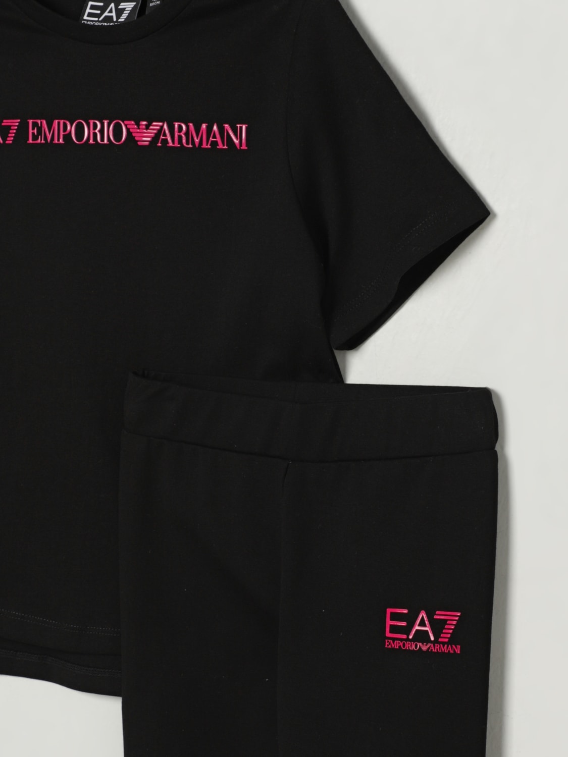 EA7 COMPLETO: Coordinato in cotone con logo Ea7, Nero - Img 3