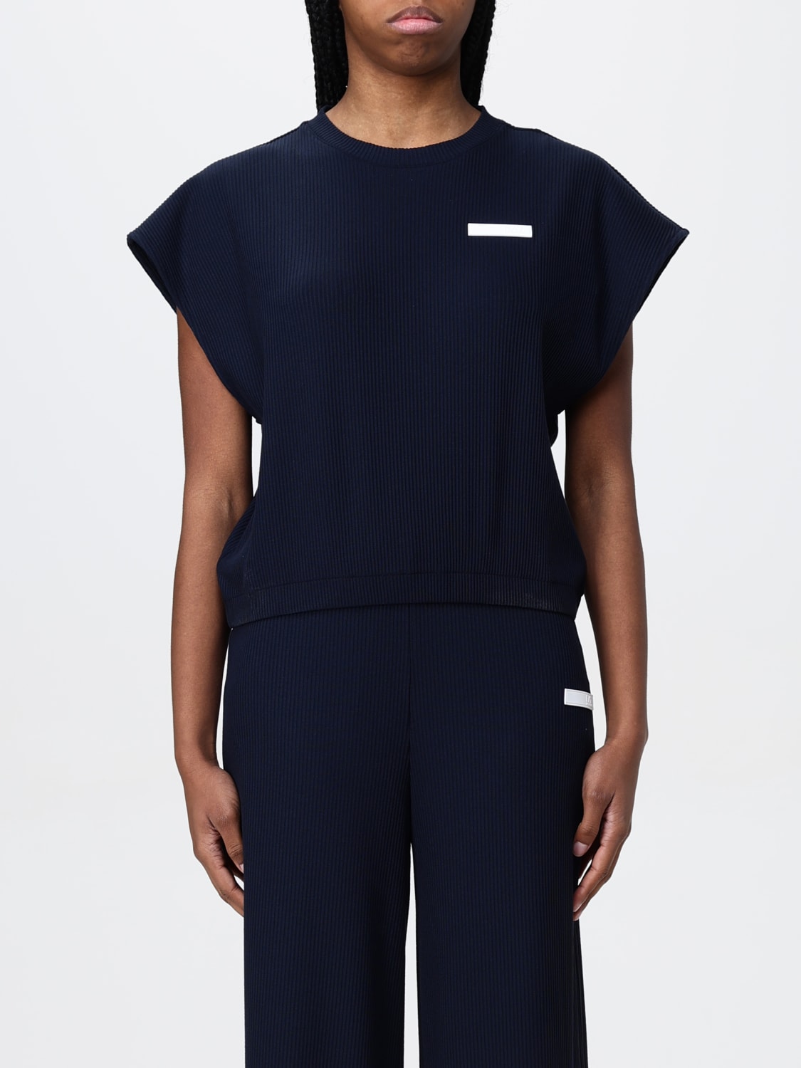 EA7 TOP: Top in maglia EA7 a costine , Blue - Img 1