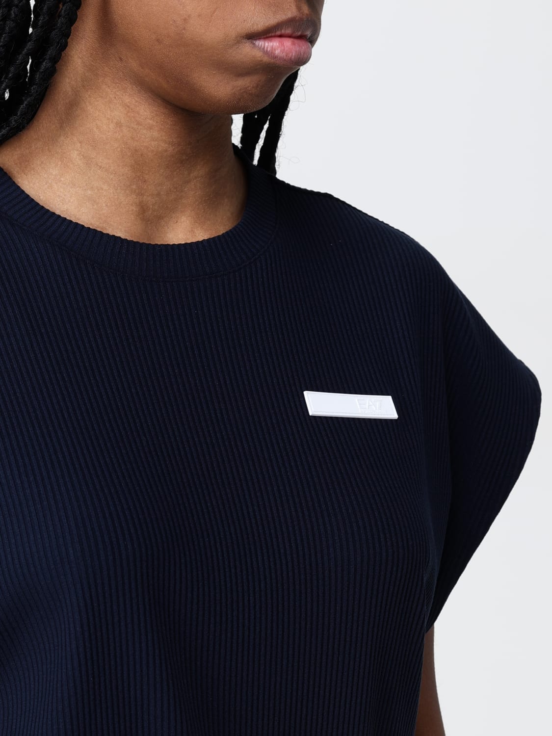 EA7 TOP: Top in maglia EA7 a costine , Blue - Img 3
