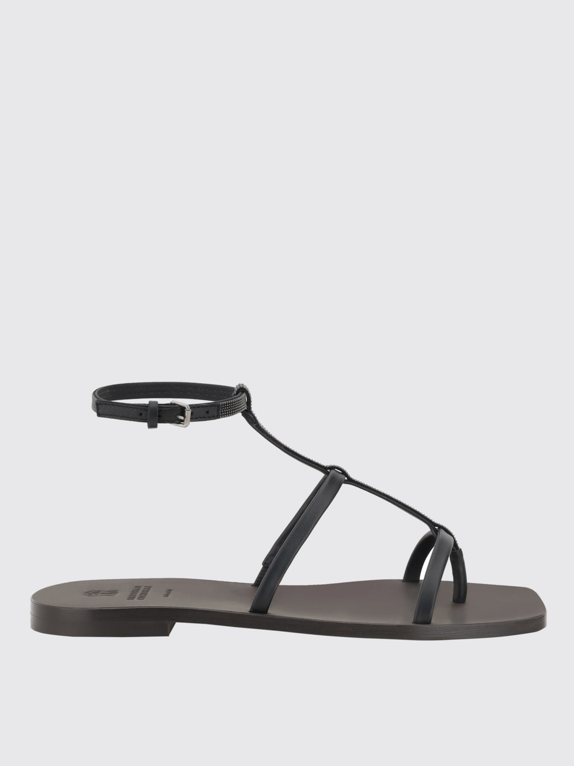シューズ・サンダルその他 BRUNELLO CUCINELLI Woman Flat sandals Black MZSKC2983 C101 Nappa sandals for Woman in Black | Brunello Cucinelli