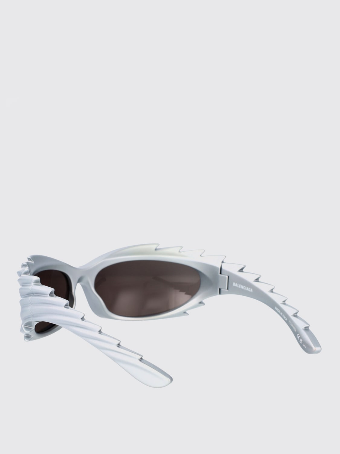 BALENCIAGA OCCHIALI DA SOLE: Occhiali da sole BB0255S Spike Balenciaga in acetato, Silver - Img 3