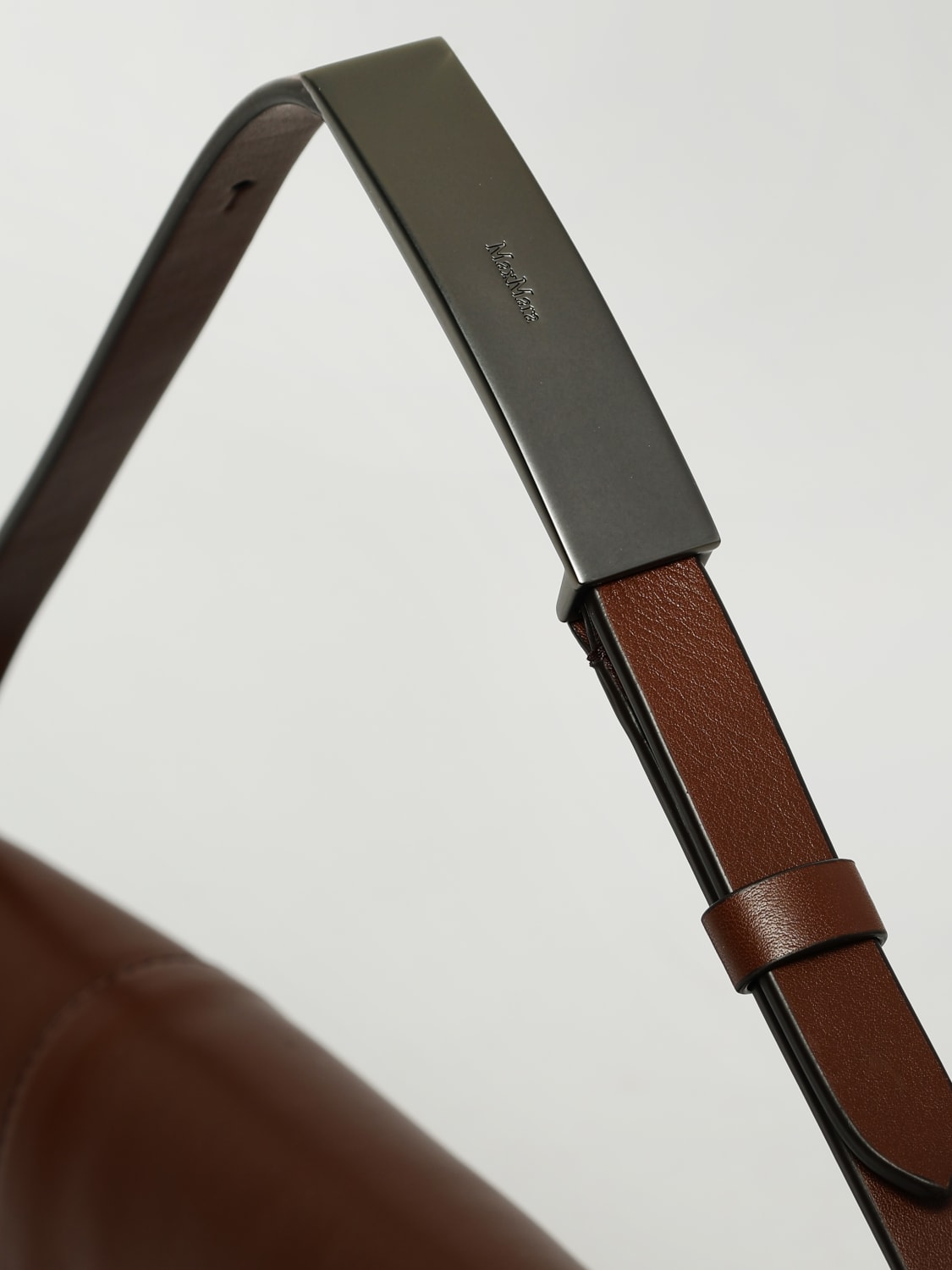 MAX MARA BORSA A SPALLA: Borsa a spalla in pelle di vitello Max Mara, Marrone - Img 4