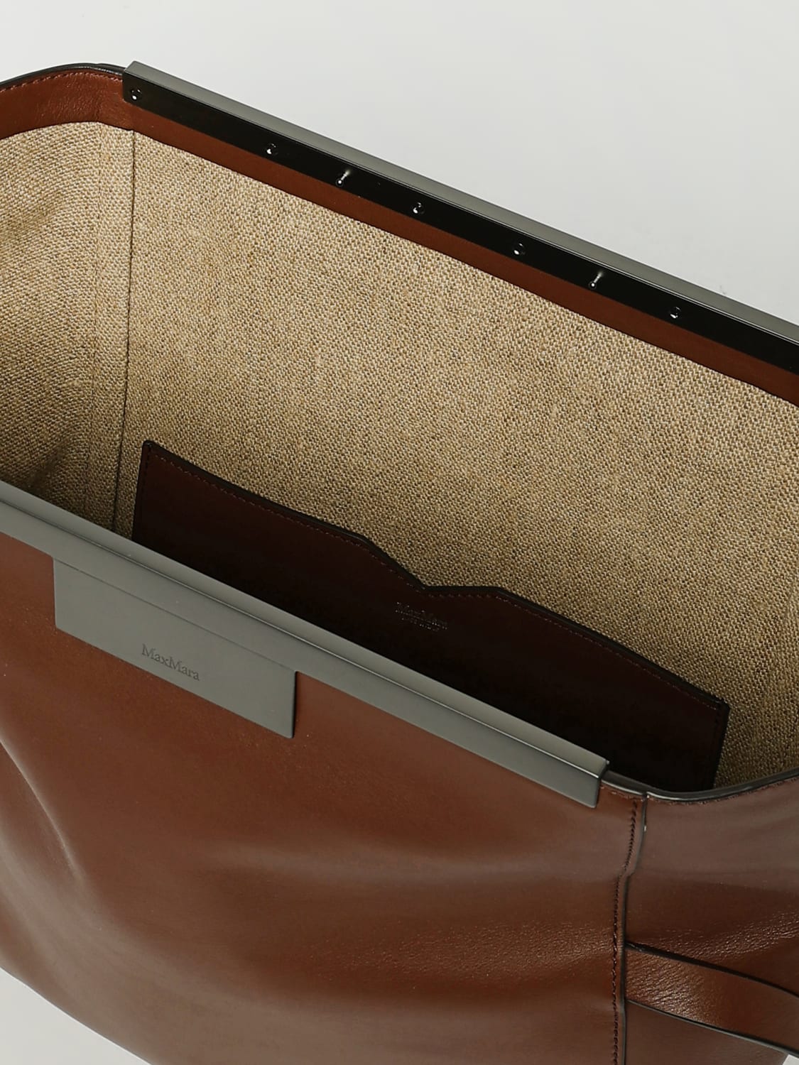 MAX MARA BORSA A SPALLA: Borsa a spalla in pelle di vitello Max Mara, Marrone - Img 5