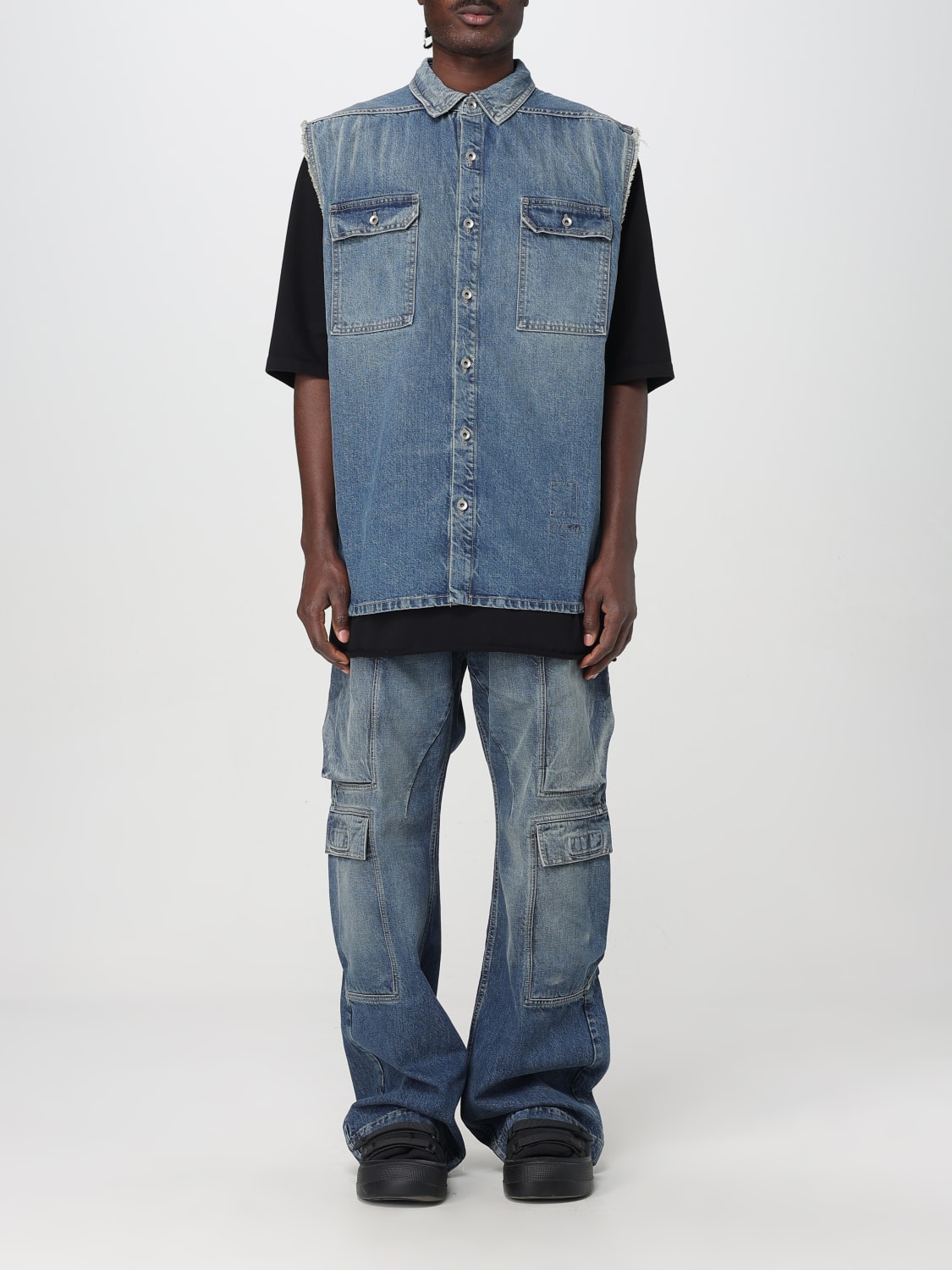 RICK OWENS DRKSHDW JACKET: Rick Owens Drkshdw denim vest, Indigo - Img 1