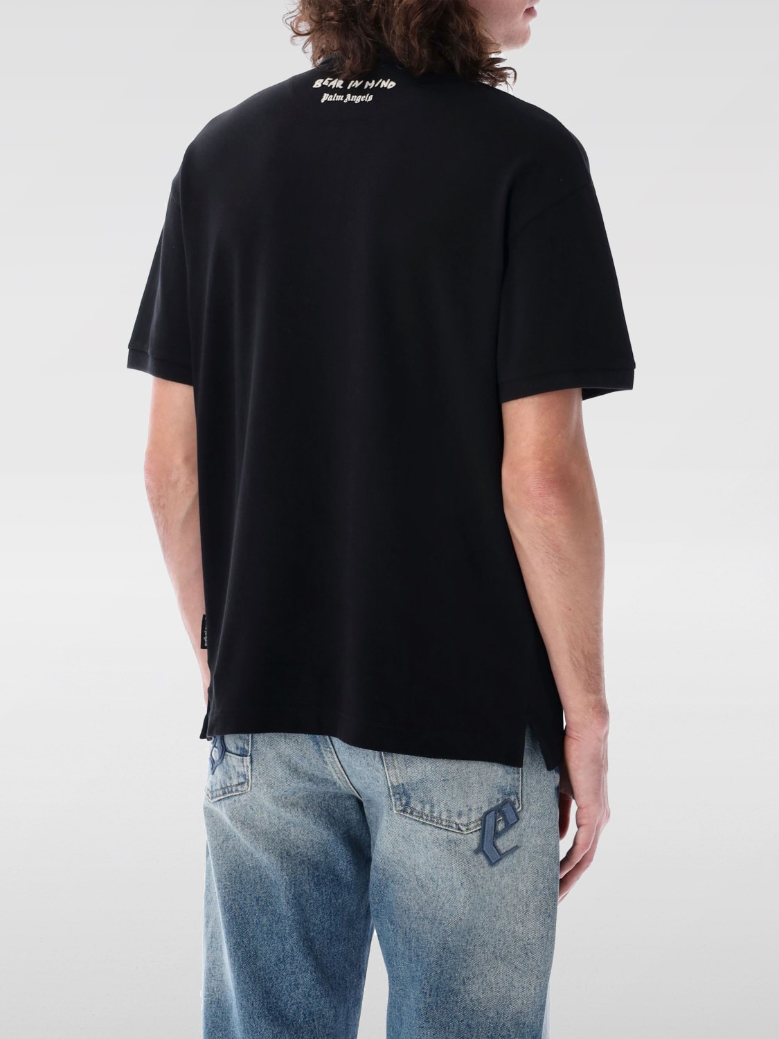 Tシャツ・カットソー PALM ANGELS Men T Shirts PMGB029S25FAB001 1060 BLACK PALM ANGELS: T-shirt men - Black | Palm Angels polo shirt