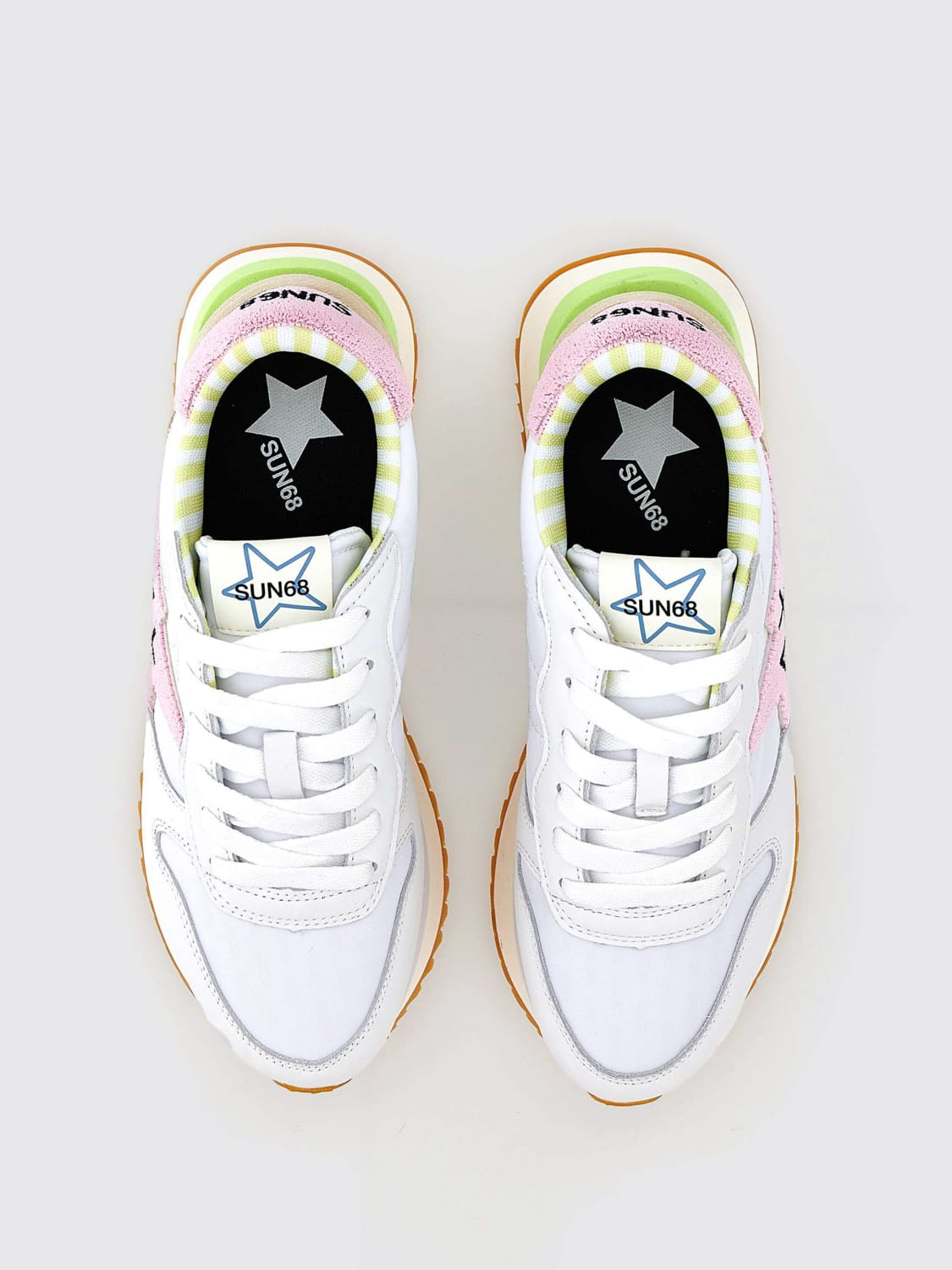 SUN68 SNEAKERS: Sneakers Big Stargirl SUN68 in pelle e nylon , Bianco - Img 4