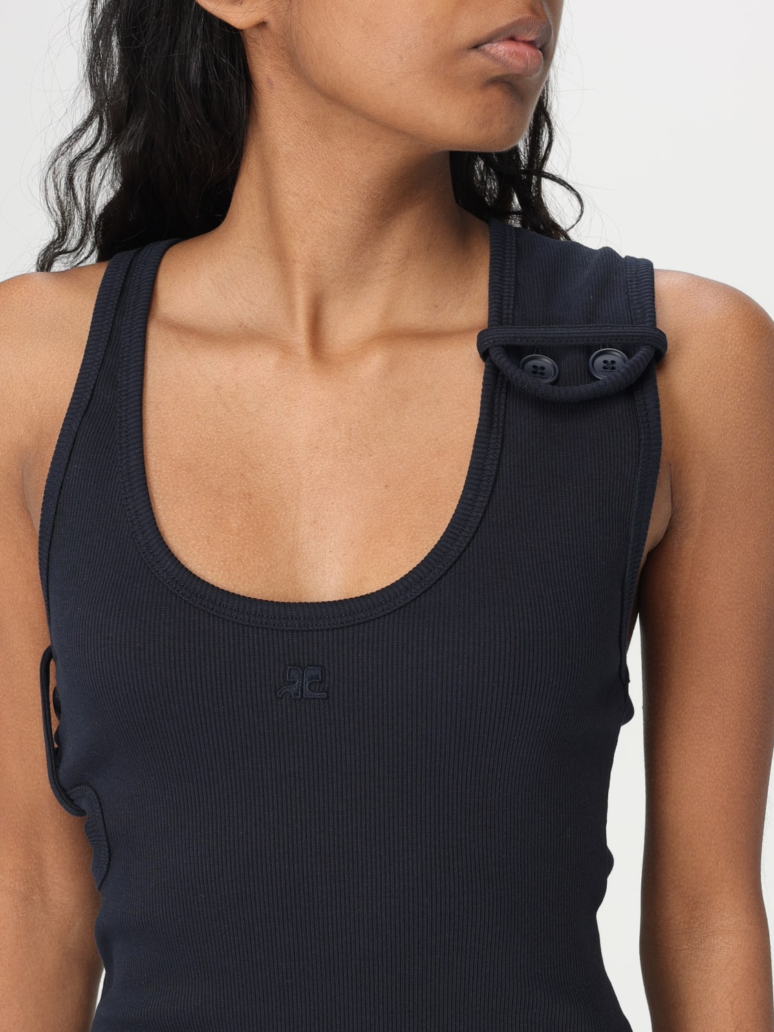 COURRÈGES ABITO: Abito Courrèges in cotone stretch , Blue Navy - Img 4