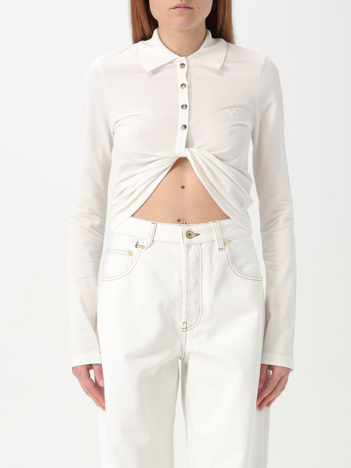 Tシャツ・カットソー COURREGES Woman Polo Shirt White 225JPO048JS0193 0001 COURRÈGES: Polo shirt woman - White | Courrèges polo shirt