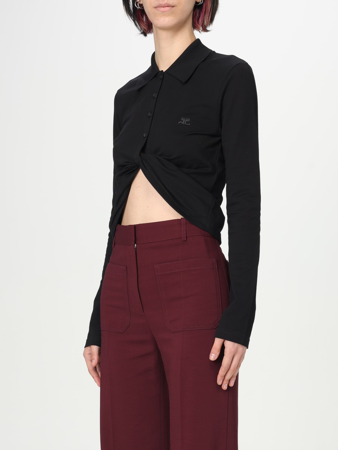 COURRÈGES POLO SHIRT: Polo shirt woman CourrÈges, Black - Img 3