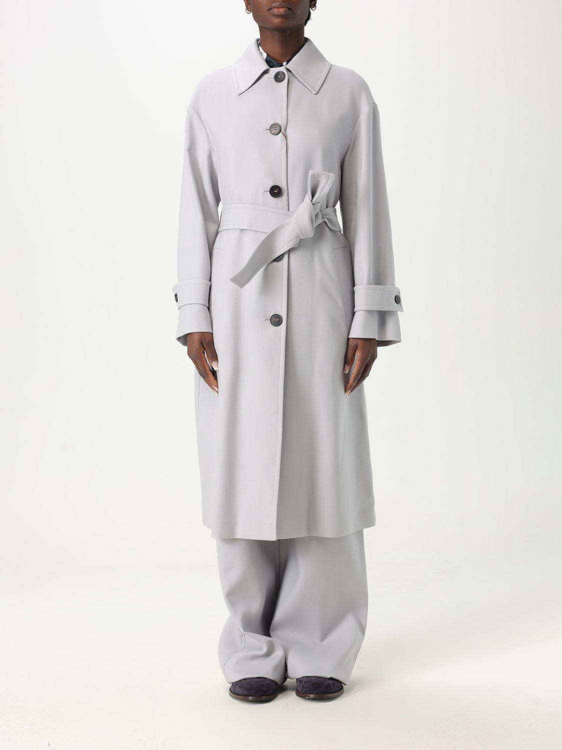 コート MAX MARA STUDIO Women Trench Coats PAZZO008 Gray MAX MARA STUDIO: Max Mara women's trench coat - Grey | Max