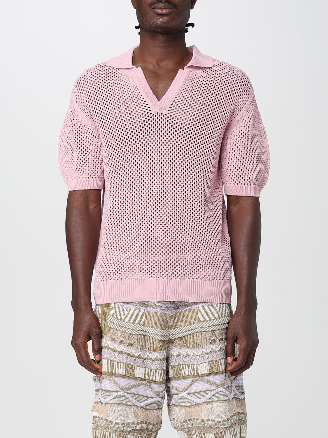 LANEUS POLO: Polo in maglia di viscosa Laneus, Rosa - Img 1
