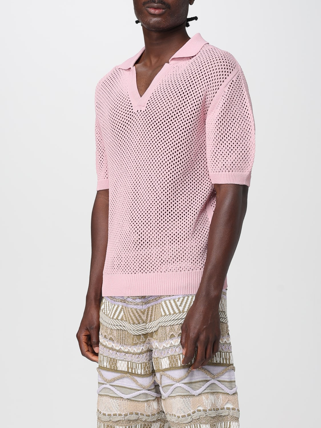 LANEUS POLO: Polo in maglia di viscosa Laneus, Rosa - Img 3