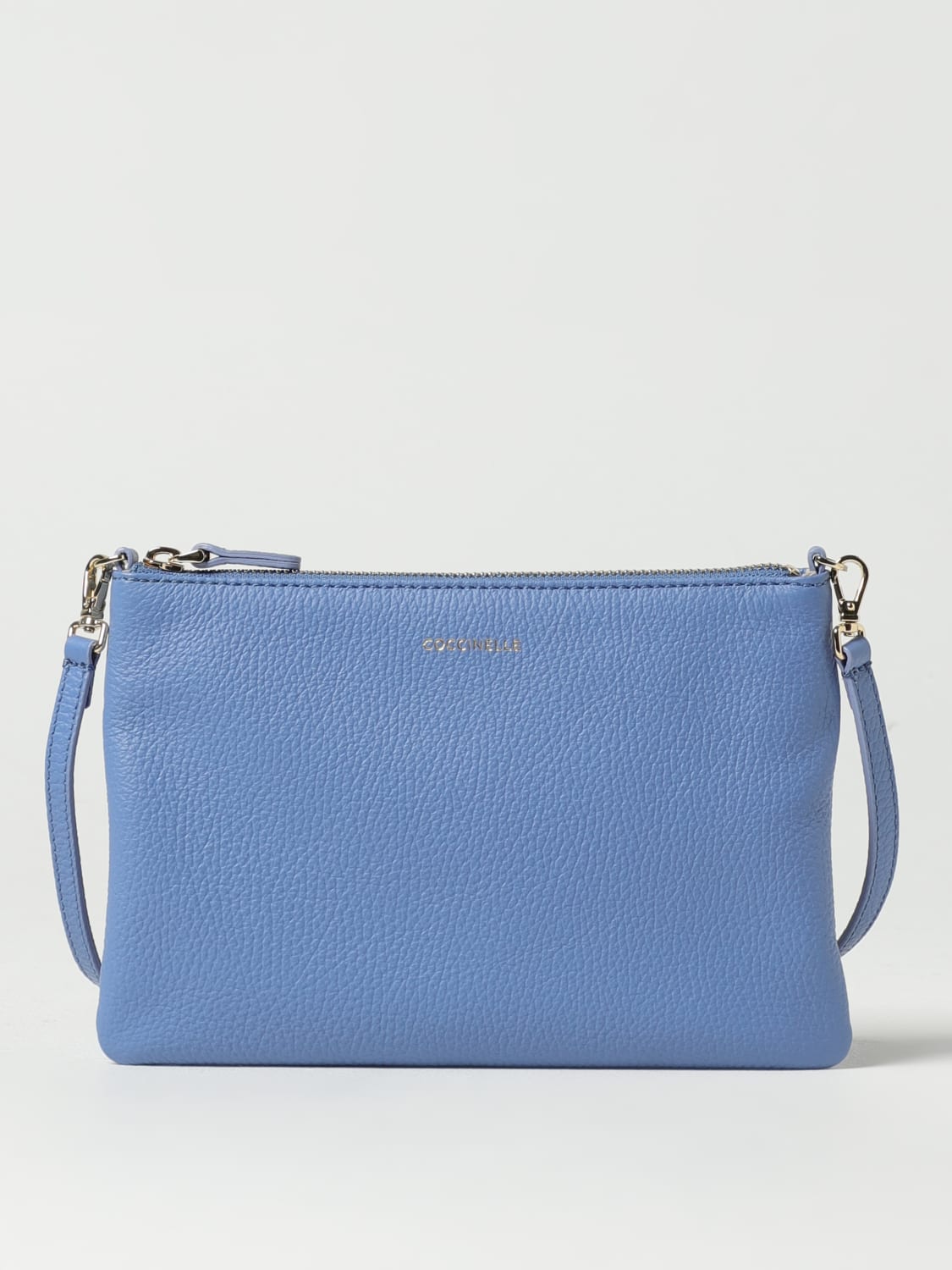 COCCINELLE BORSA MINI: Borsa mini a tracolla in pelle a grana Coccinelle, Azzurro - Img 1