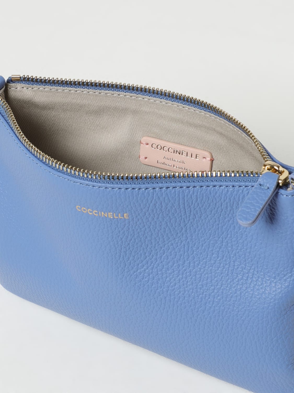 COCCINELLE BORSA MINI: Borsa mini a tracolla in pelle a grana Coccinelle, Azzurro - Img 3