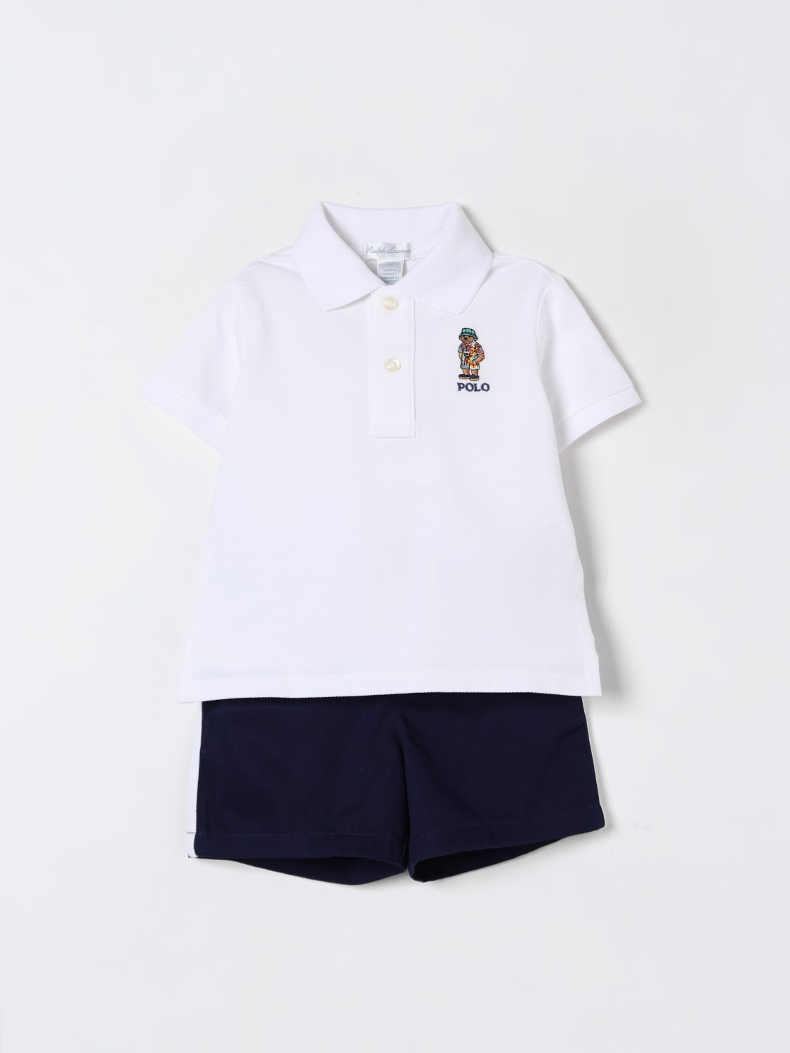 POLO RALPH LAUREN JUMPSUIT: Polo Ralph Lauren cotton set with logo, White - Img 1