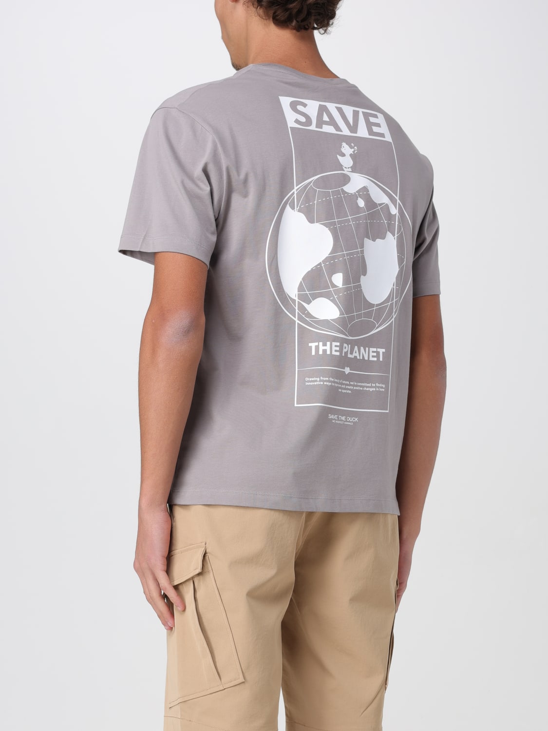 SAVE THE DUCK T-SHIRT: T-shirt con stampa posteriore Save The Duck, Grigio - Img 2