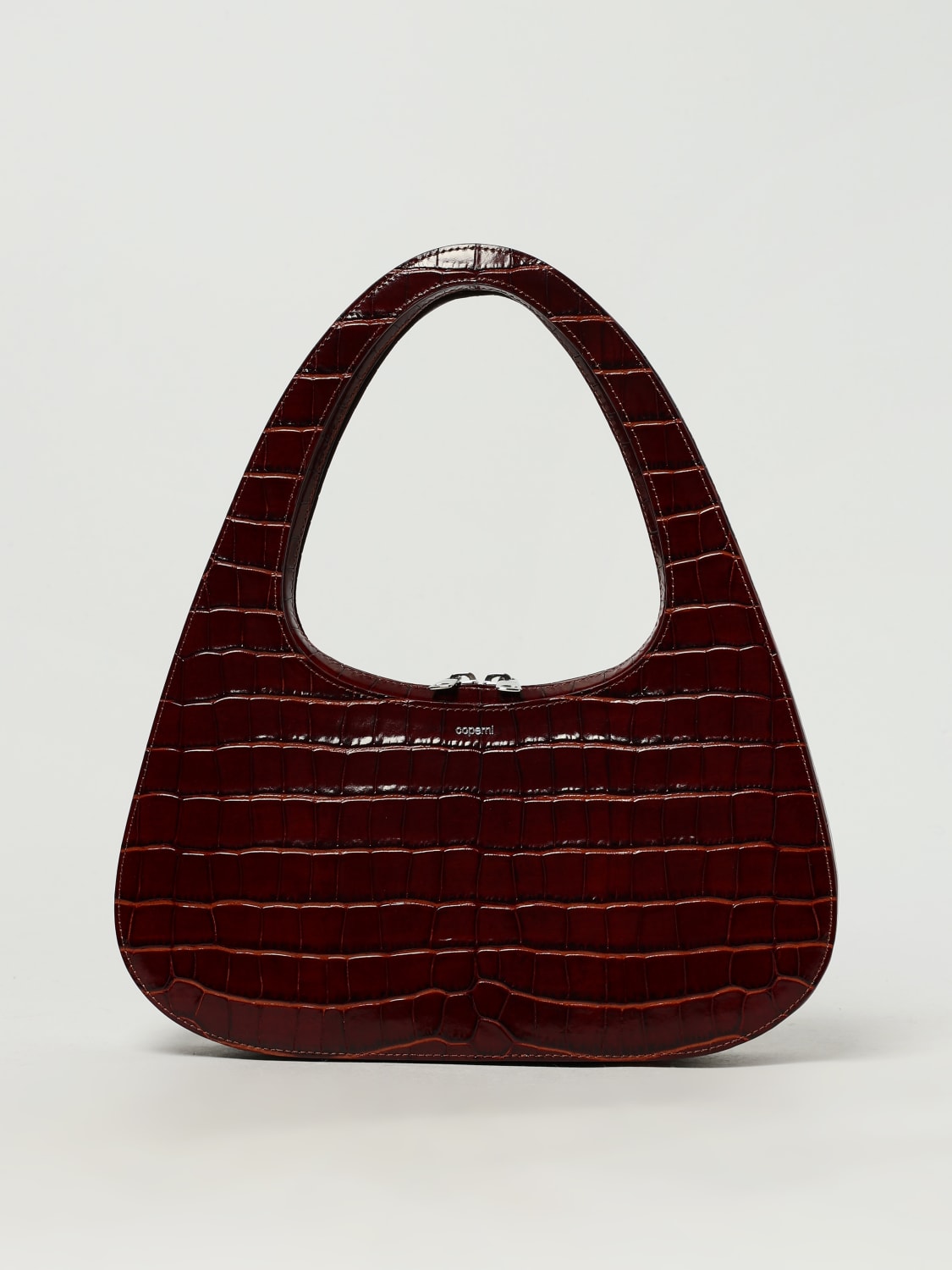 COPERNI BORSA A SPALLA: Borsa Swipe Coperni in pelle stampa cocco, Marrone - Img 1