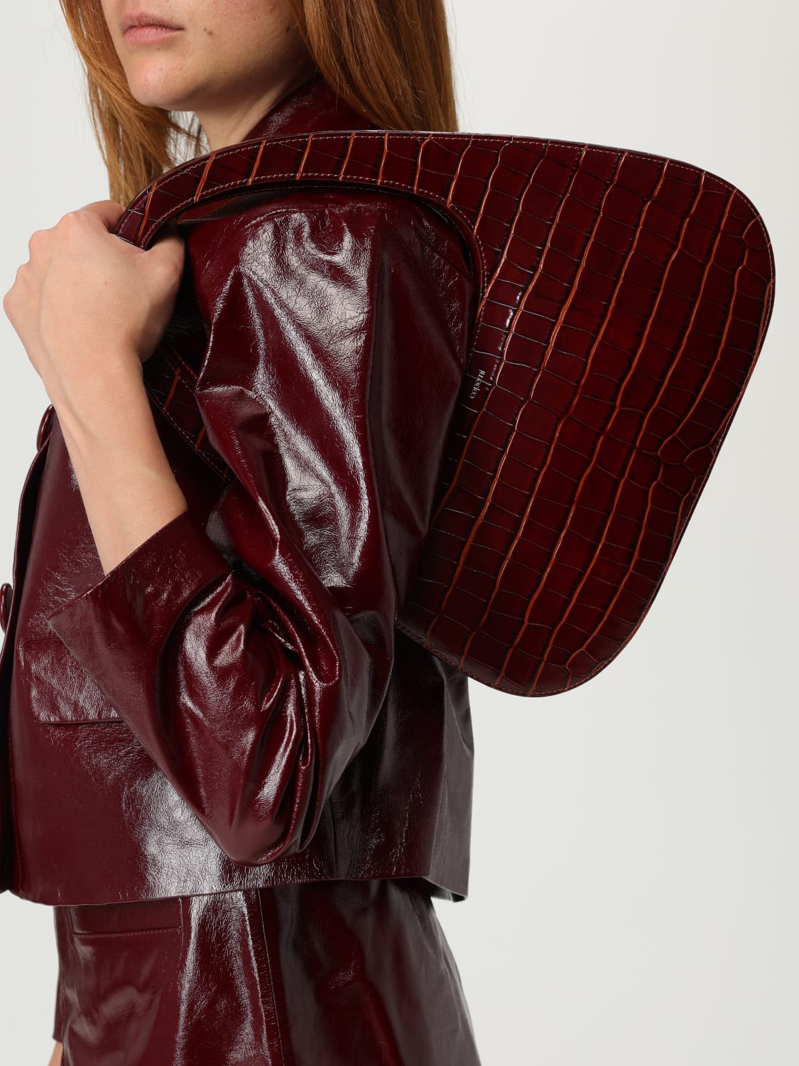 COPERNI BORSA A SPALLA: Borsa Swipe Coperni in pelle stampa cocco, Marrone - Img 2