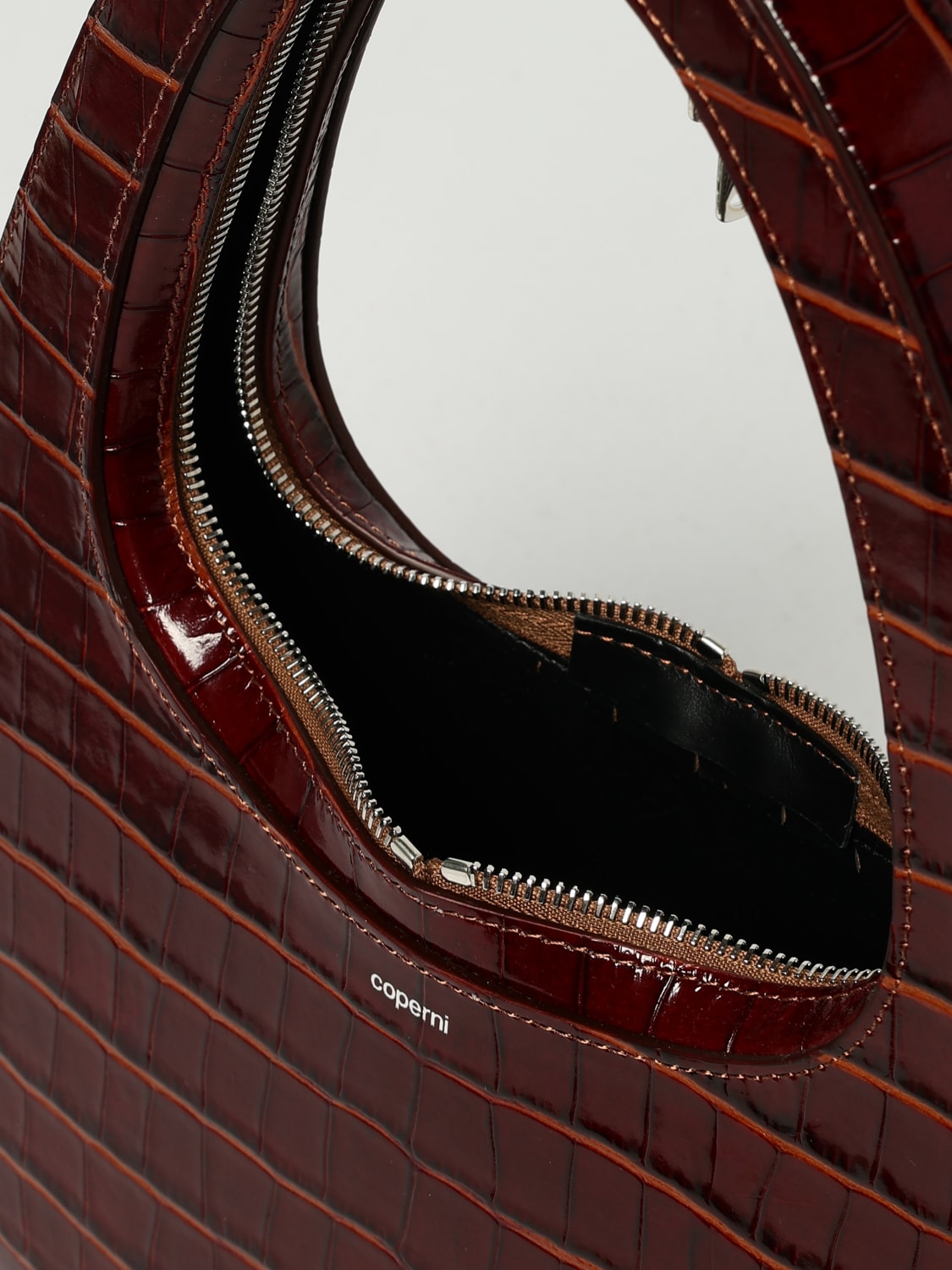 COPERNI BORSA A SPALLA: Borsa Swipe Coperni in pelle stampa cocco, Marrone - Img 5