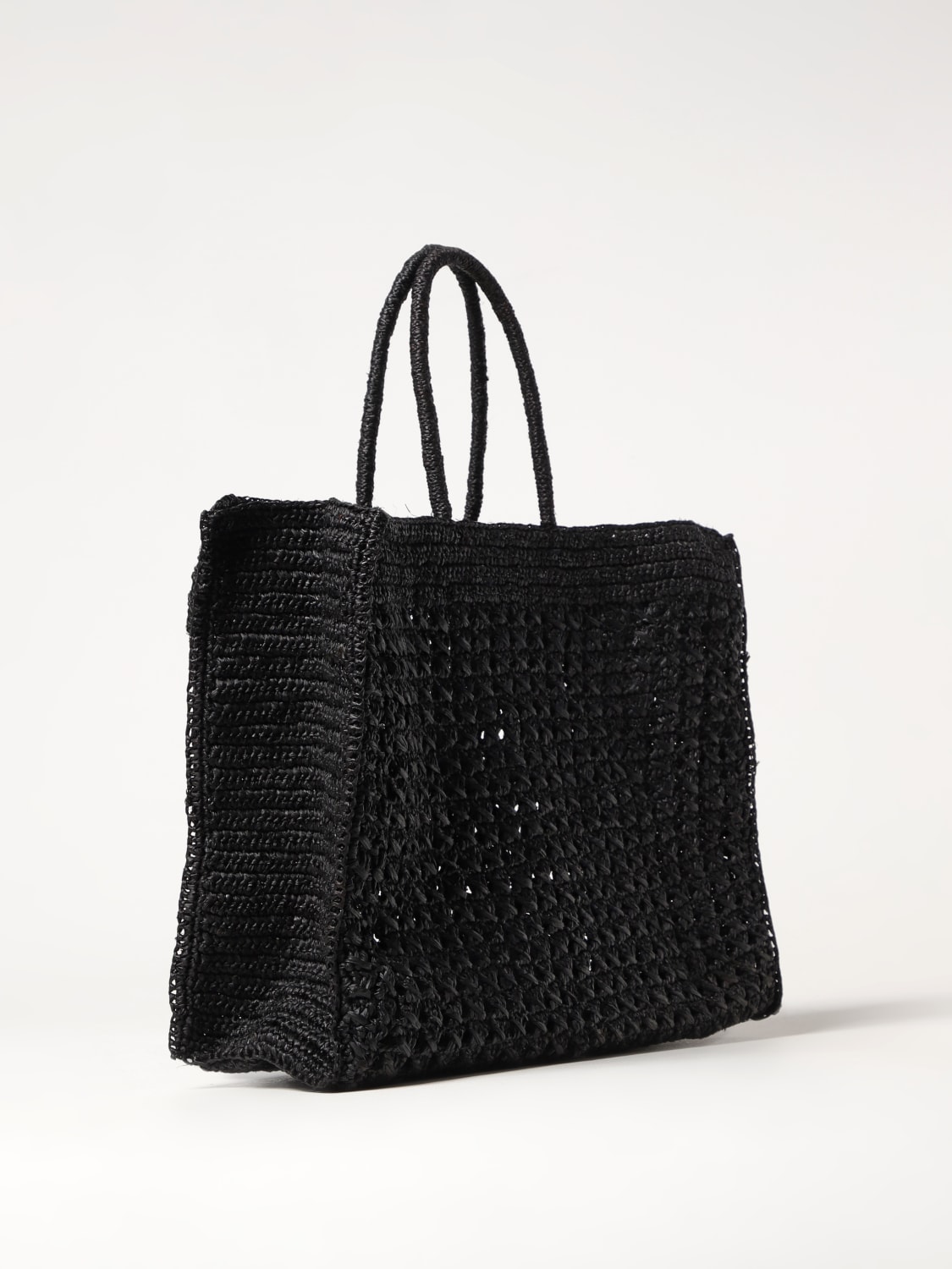 LIVIANA CONTI BORSA TOTE: Borsa a mano tote in rafia Liviana Conti, Nero - Img 2