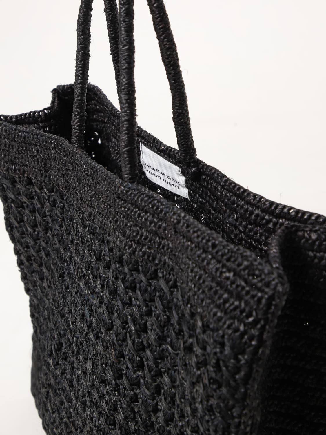 LIVIANA CONTI BORSA TOTE: Borsa a mano tote in rafia Liviana Conti, Nero - Img 3