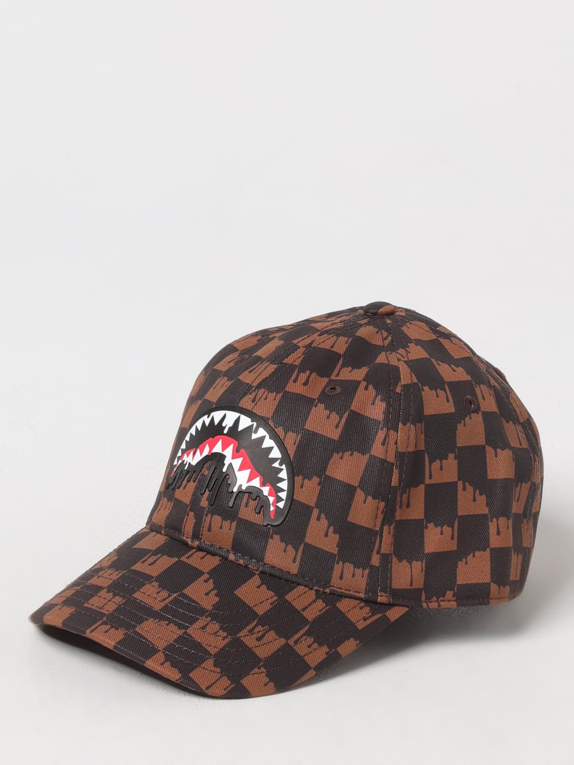 SPRAYGROUND CAPPELLO BAMBINO: Cappello Sprayground in cotone stampato , Marrone - Img 1