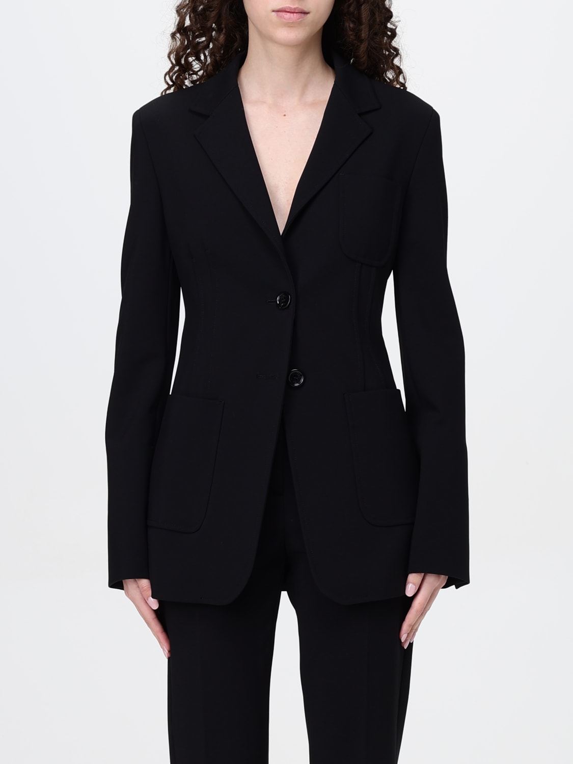 MAX MARA JACKET: Max Mara crêpe blazer, Black - Img 1