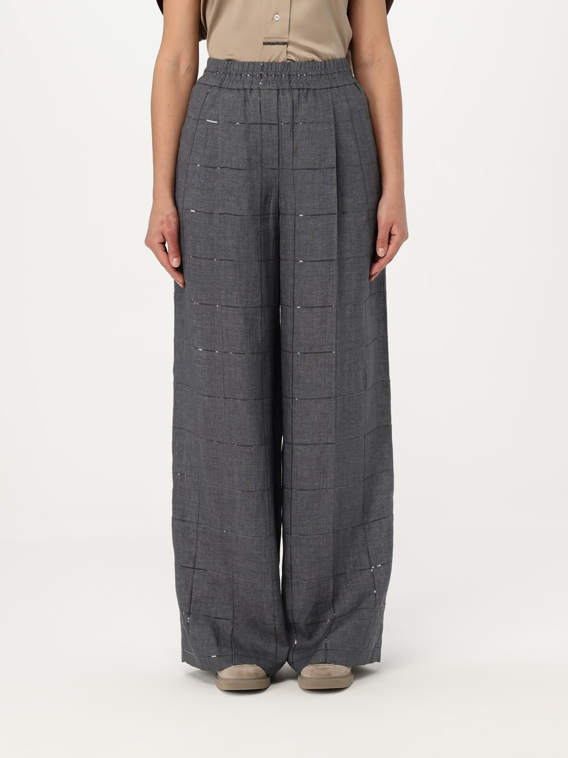 パンツ BRUNELLO CUCINELLI Woman Pants Charcoal MD588P8724 C032 Brunello Cucinelli - Anthracite Stretch Cotton Flat Front Pant