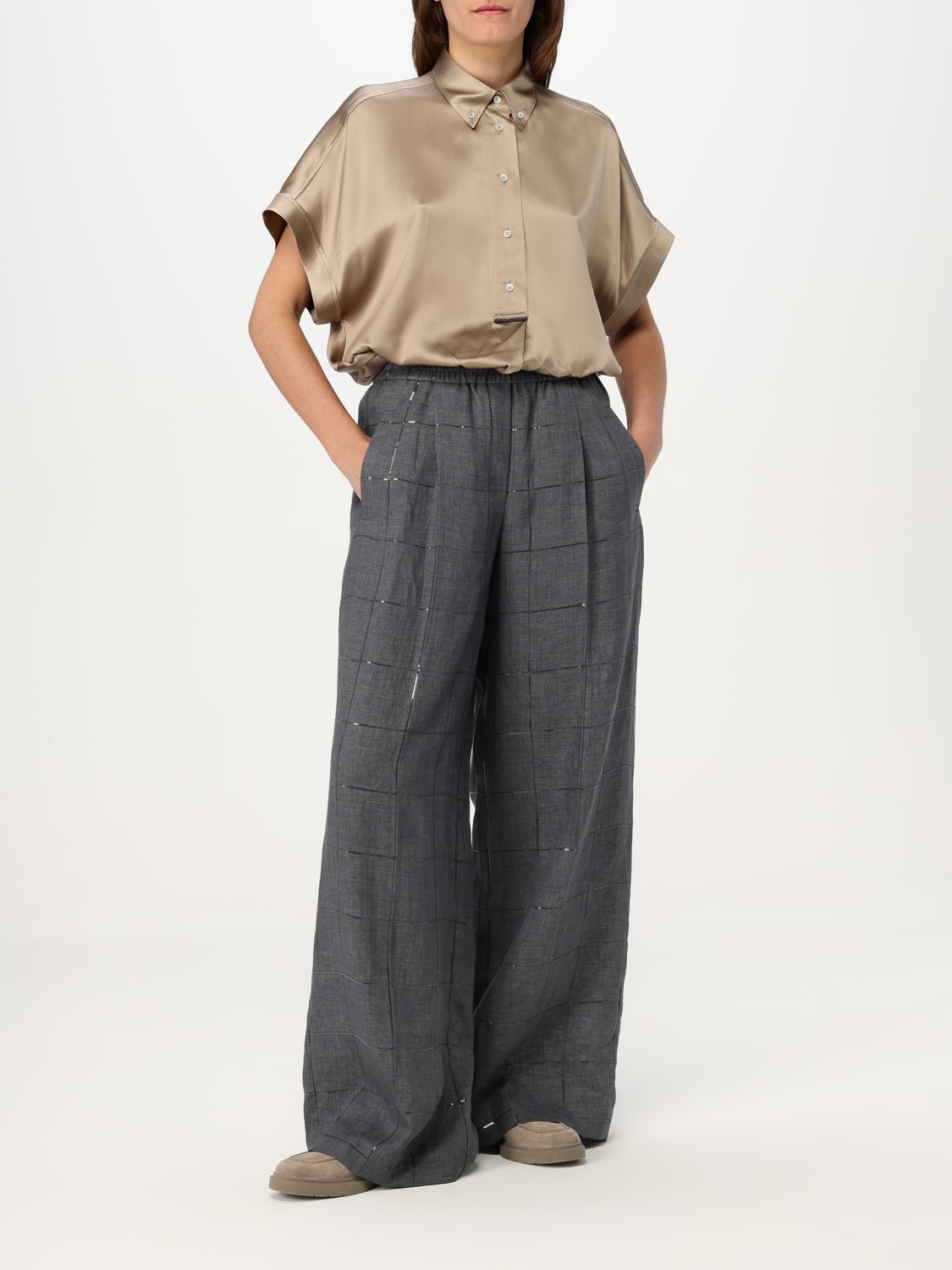 BRUNELLO CUCINELLI: Pants woman - Grey | Brunello Cucinelli