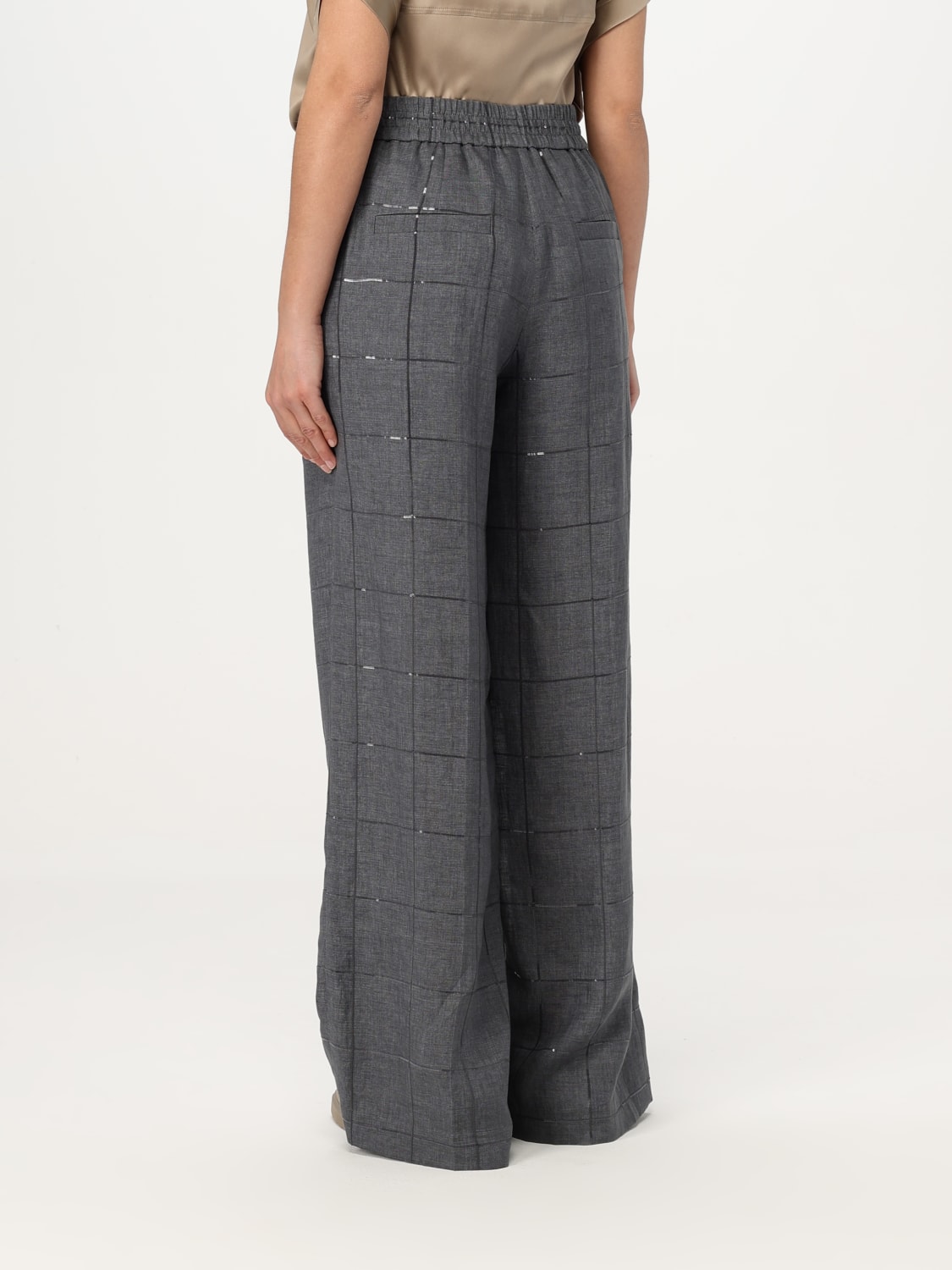 パンツ BRUNELLO CUCINELLI Woman Pants Grey MAZ260299 CXP07 Brunello Cucinelli - Graphite Stretch Cotton Side Zip Slim