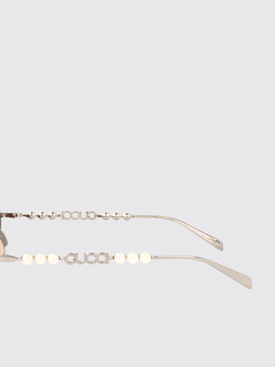 GUCCI OCCHIALI DA SOLE: Occhiali da sole in metallo Gucci con perle, Marrone - Img 4