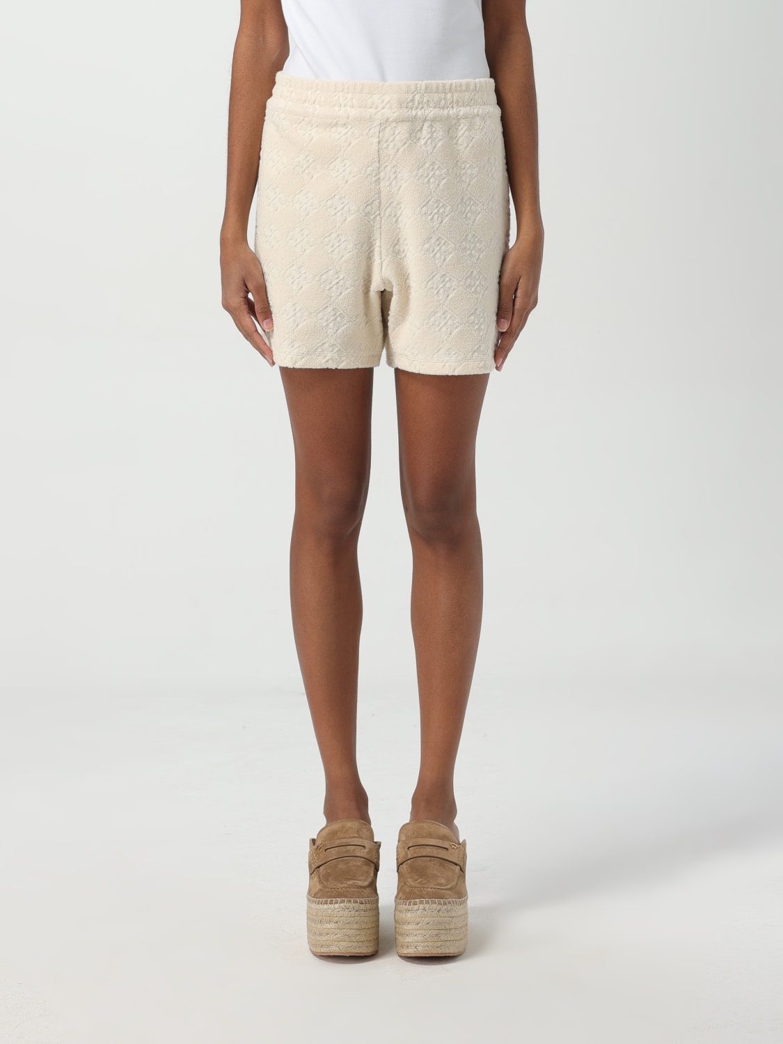 TORY BURCH PANTALONCINI: Pantaloncino Tory Burch in jacquard di misto cotone, Avorio - Img 1