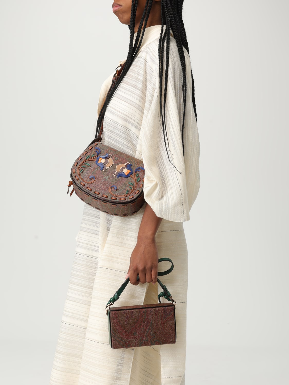 ETRO BORSA A SPALLA: Borsa a spalla paisley Etro, Bosco - Img 2