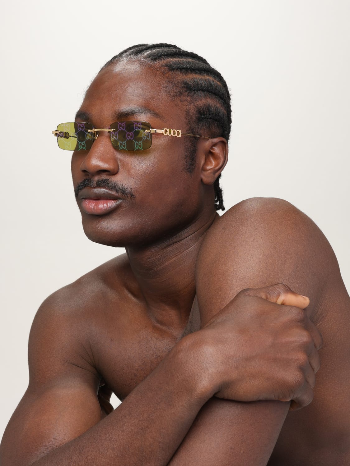 GUCCI SUNGLASSES: Sunglasses frames men Gucci, Gold - Img 2