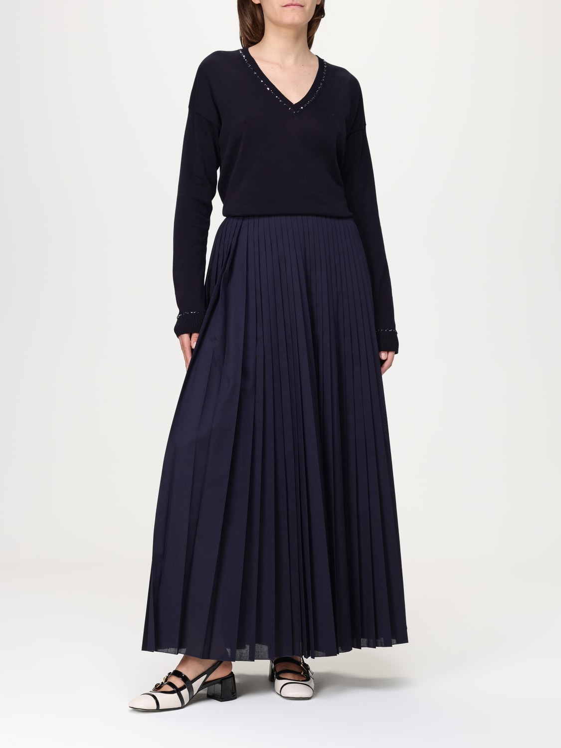 ワンピース FABIANA FILIPPI Women Mid Skirts ABD275F633 5146 BLUE Linen and viscose skirt, midnight blue for Women | Fabiana