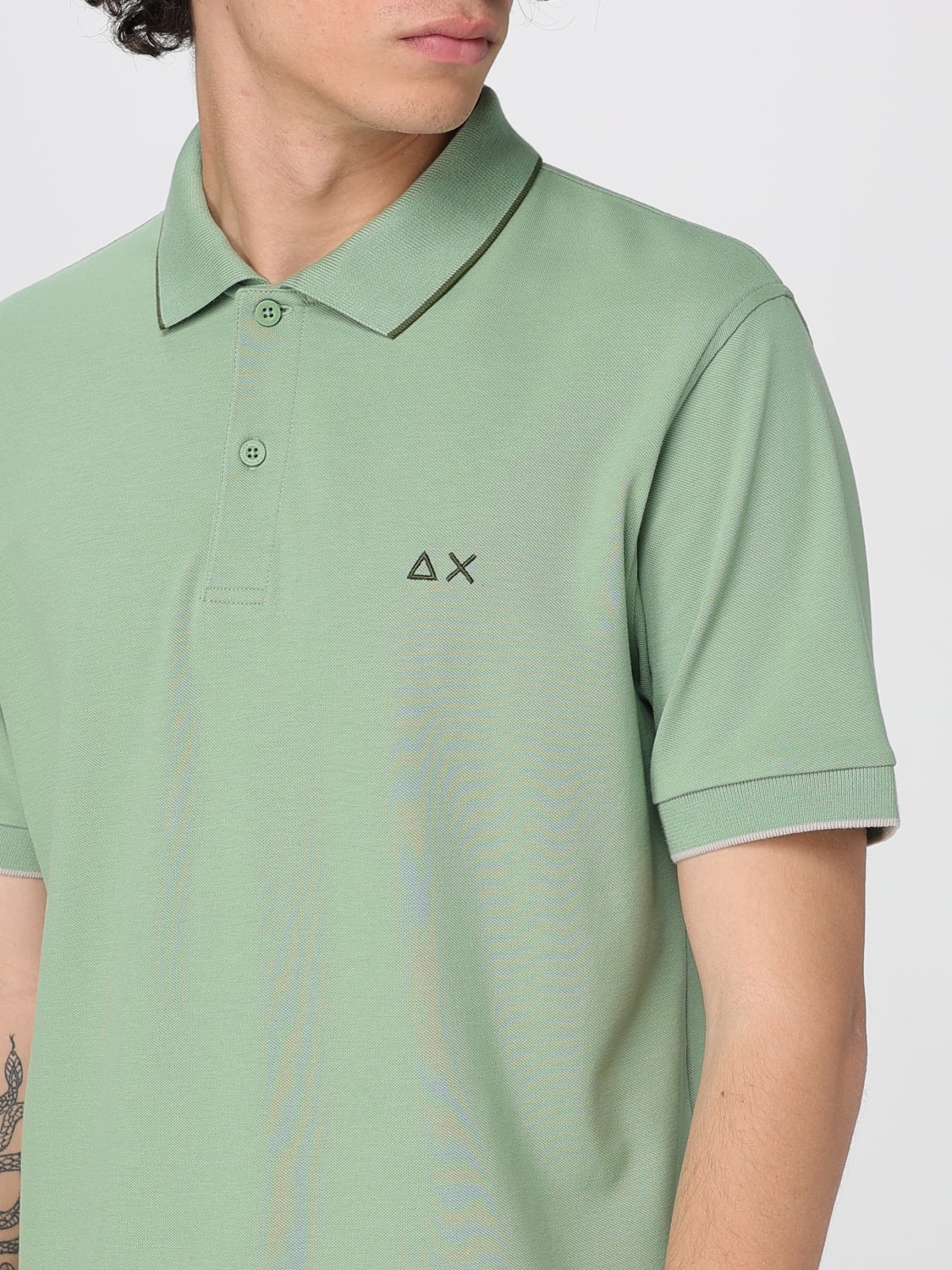 SUN68 POLO: Polo in cotone con mini logo SUN68, Salvia - Img 3