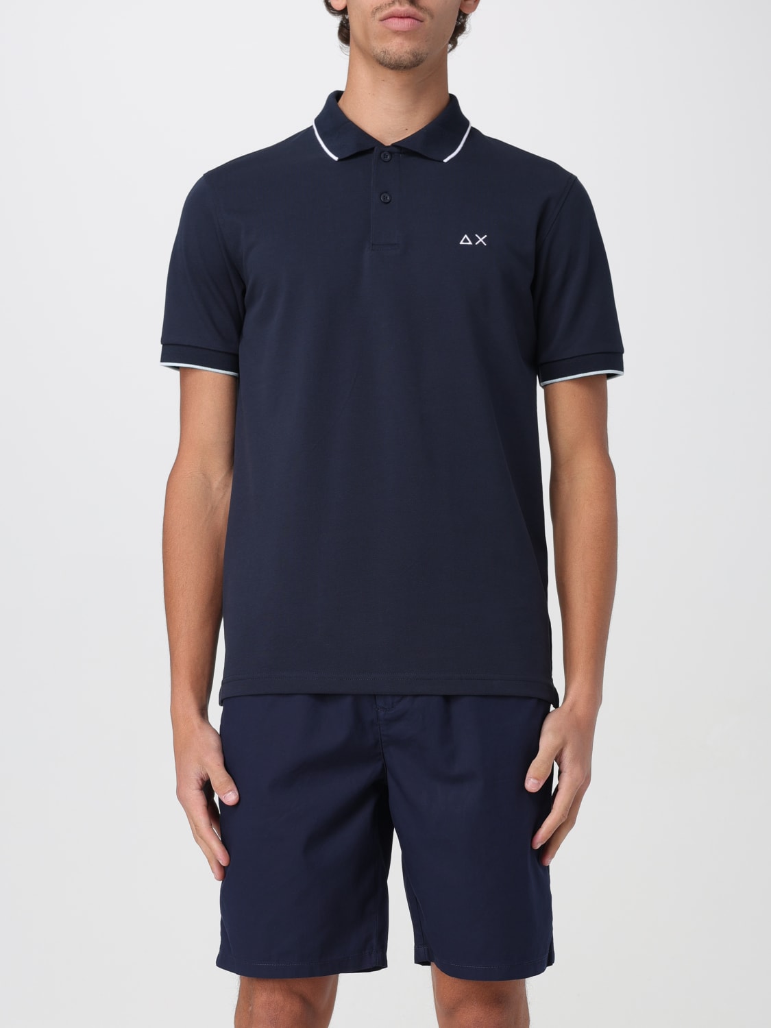 SUN68 POLO: Polo in cotone con mini logo SUN68, Blue Navy - Img 1
