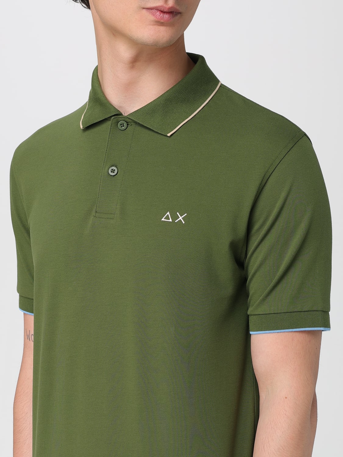 SUN68 POLO: Polo in cotone con mini logo SUN68, Muschio - Img 3