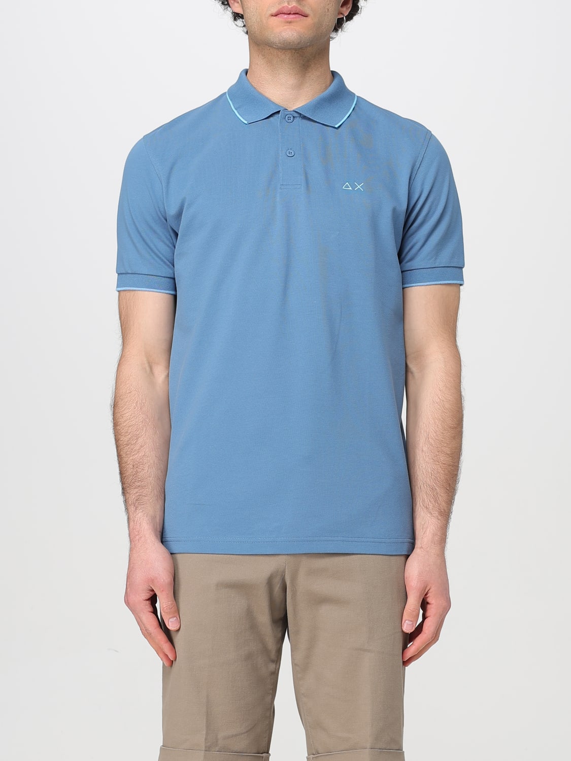 SUN68 POLO: Polo in cotone con mini logo SUN68, Blue 1 - Img 1