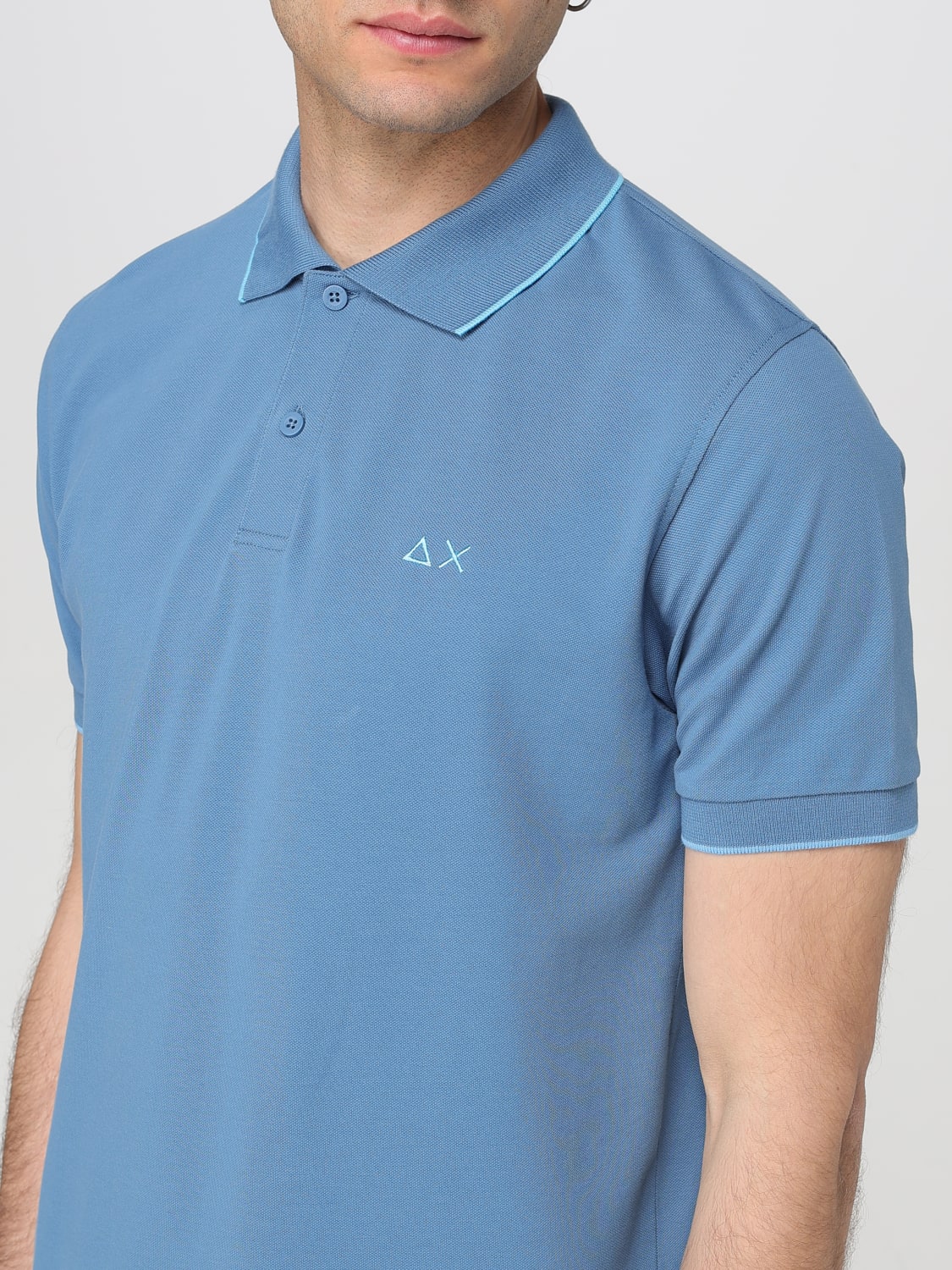 SUN68 POLO: Polo in cotone con mini logo SUN68, Blue 1 - Img 3