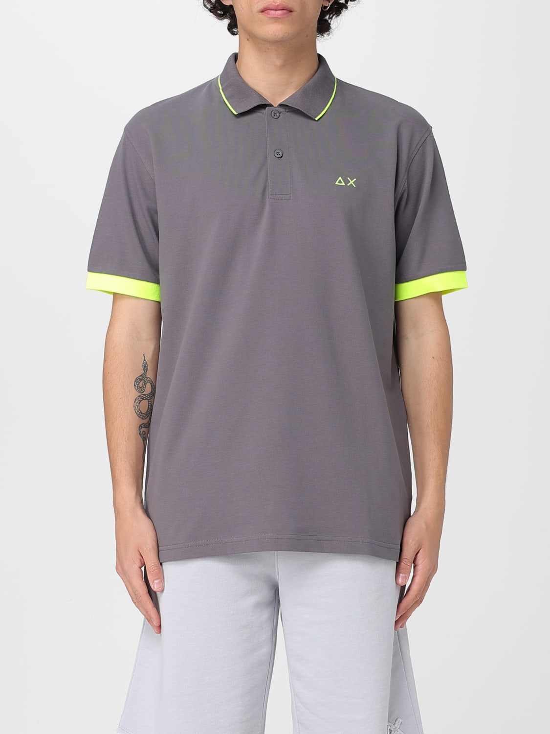 SUN68 POLO: Polo in cotone con mini logo SUN68, Inchiostro - Img 1
